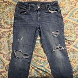 Maurices Dark Blue Distressed Skinny Jeans